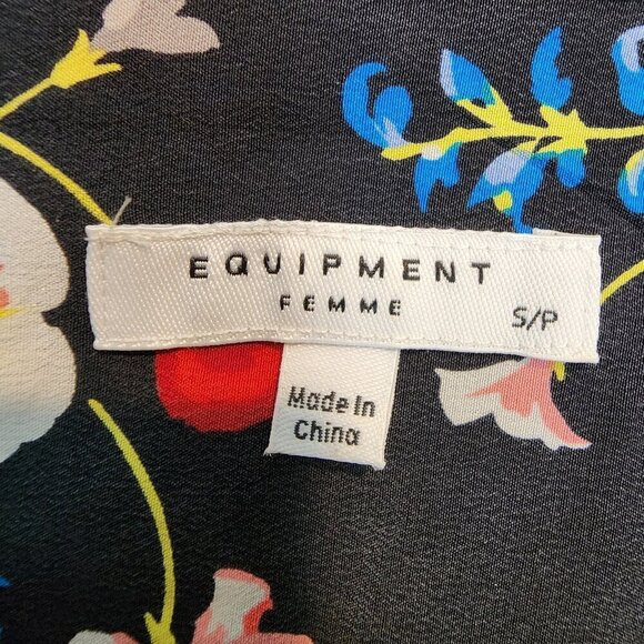 EQUIPMENT Femme Heather Flare-sleeve Floral Silk Blouse In Eclipse Multi Floral - Picture 6 of 11